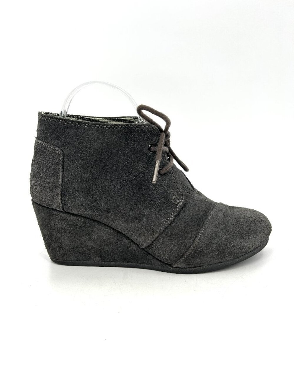 TOMS Women's CharcoalGray Suede Kala Wedge Close Toed Ankle Booties Shoes Size 9